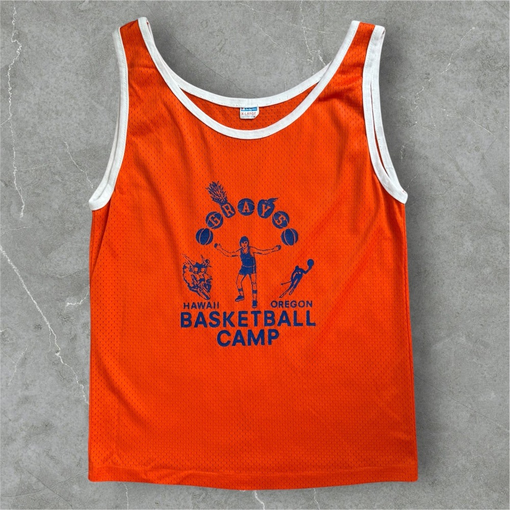 VTG Champion mens‎ Size XL  70s 80s Tank Top Hawaii Oregon Basketball